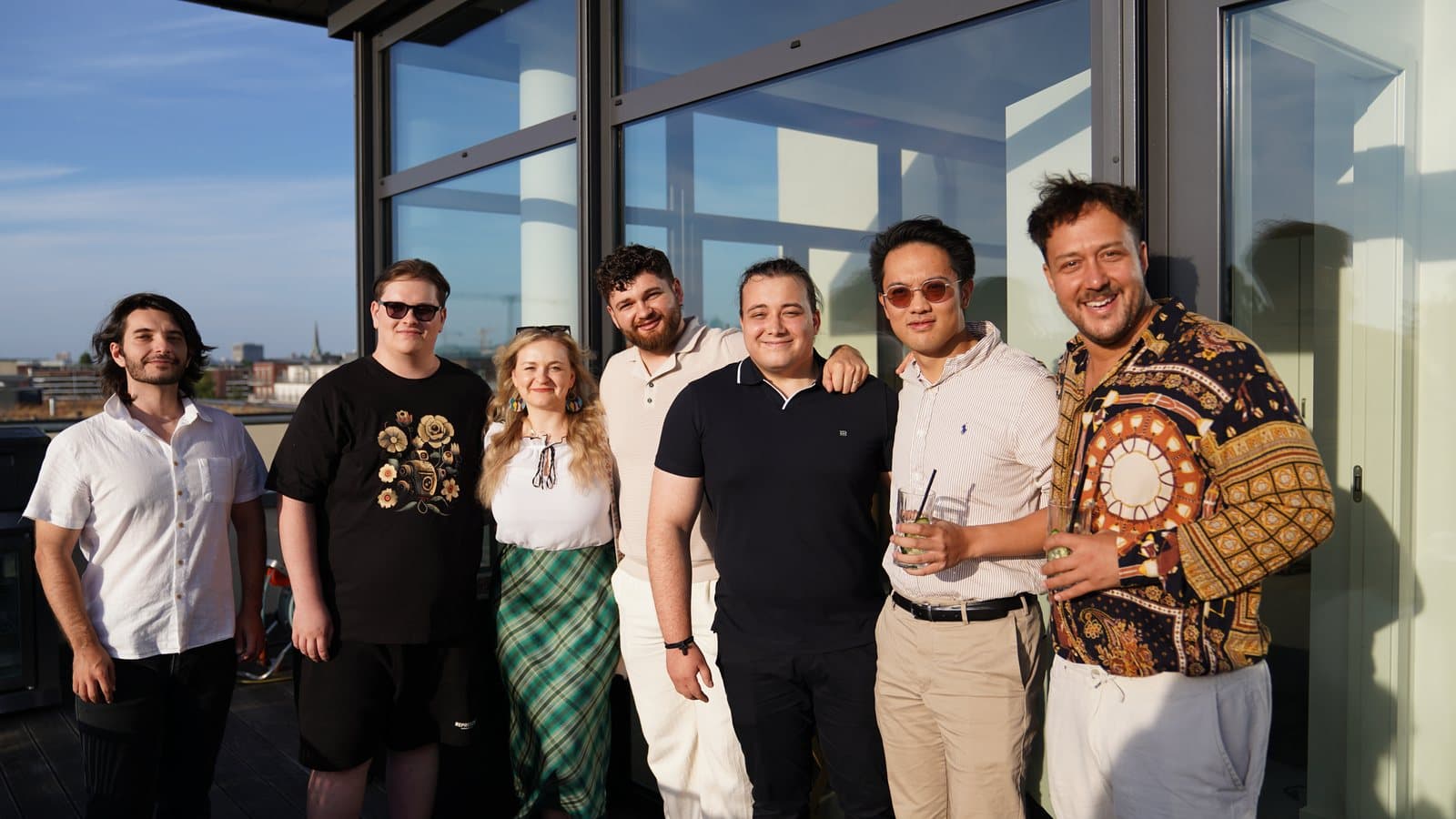 The Pexon team at a rooftop summer gathering in Berlin